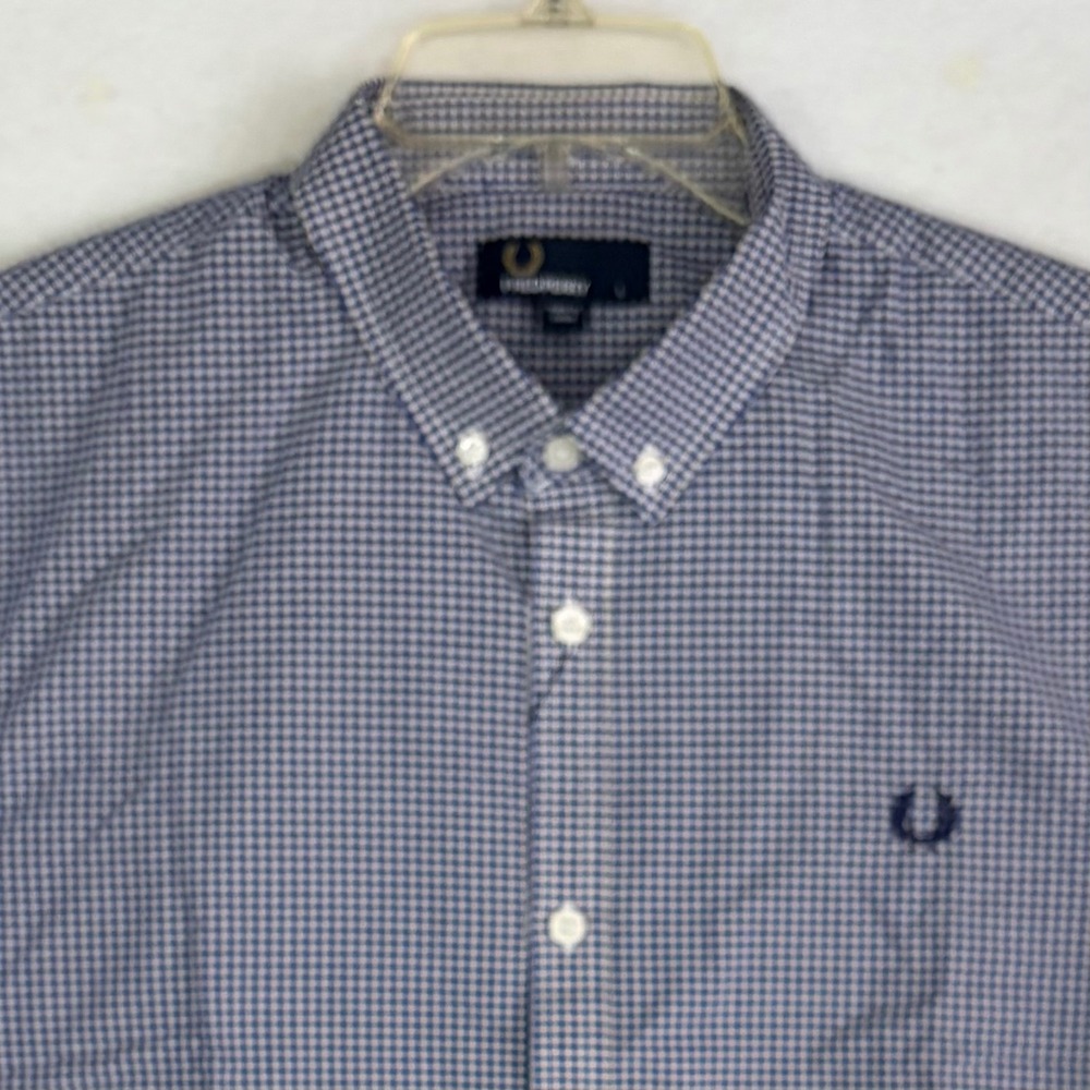 Fred Perry Bold Tipped Check Shirt Mens L Blue NWT M4256 Gingham Button Down - Picture 3 of 10